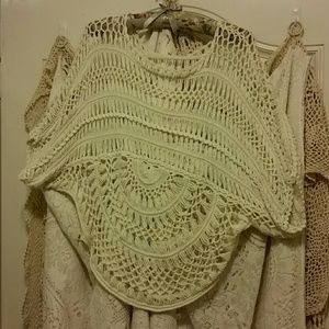 Vtg Breeze Over S/M womens Boho Crochet Top